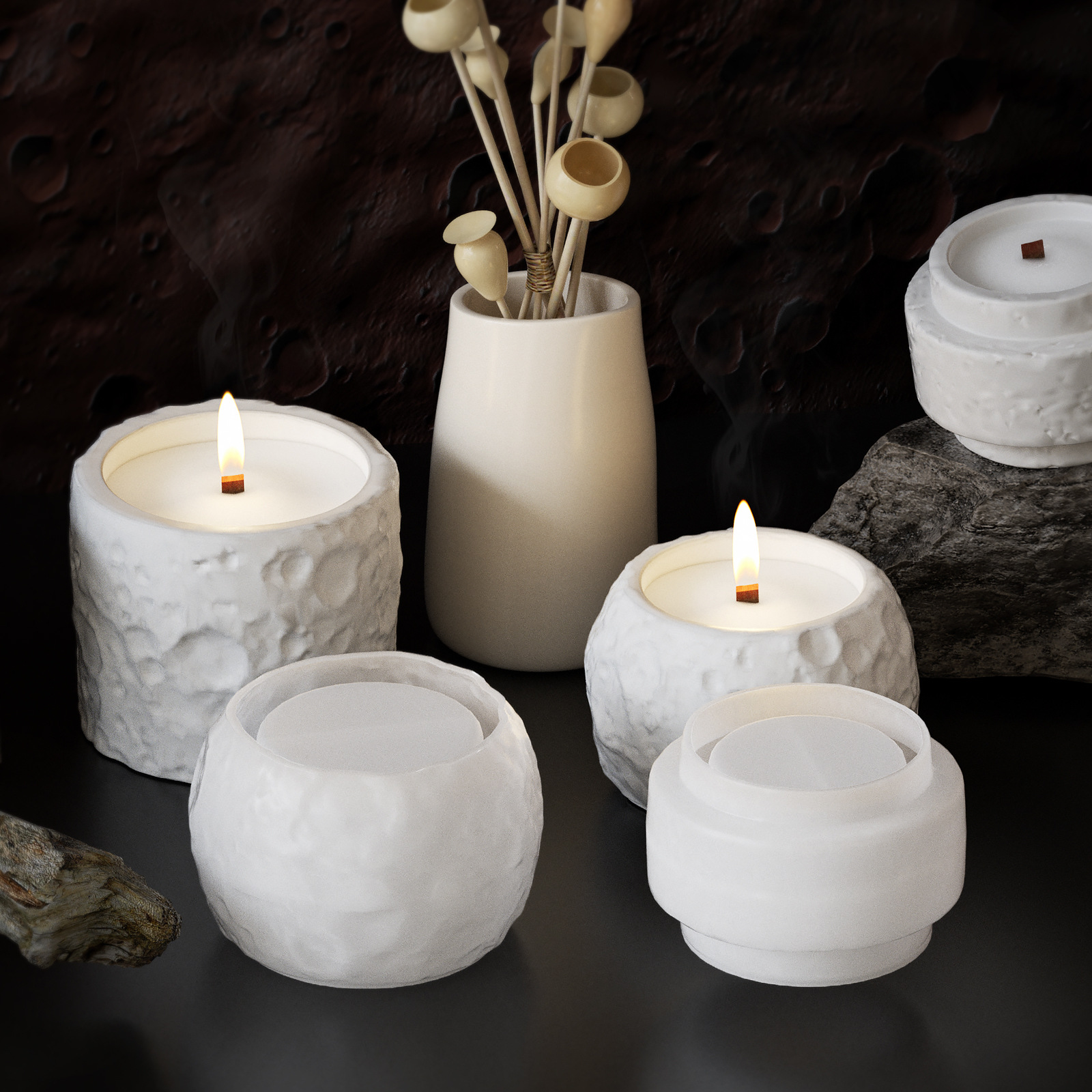 Candle Making Supplies Jars - Lunar Texture Candle Jar Silicone Molds