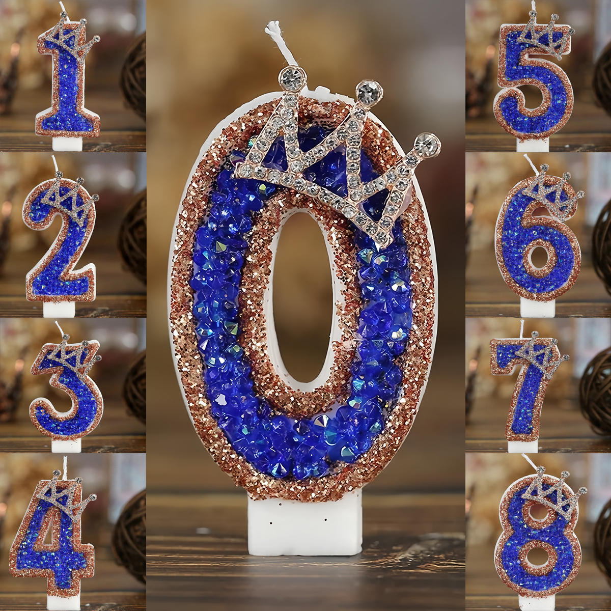 Candle Supplies Luxury - Blue Crown Sparkle Number Birthday Candles